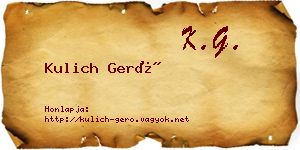 Kulich Gerő névjegykártya